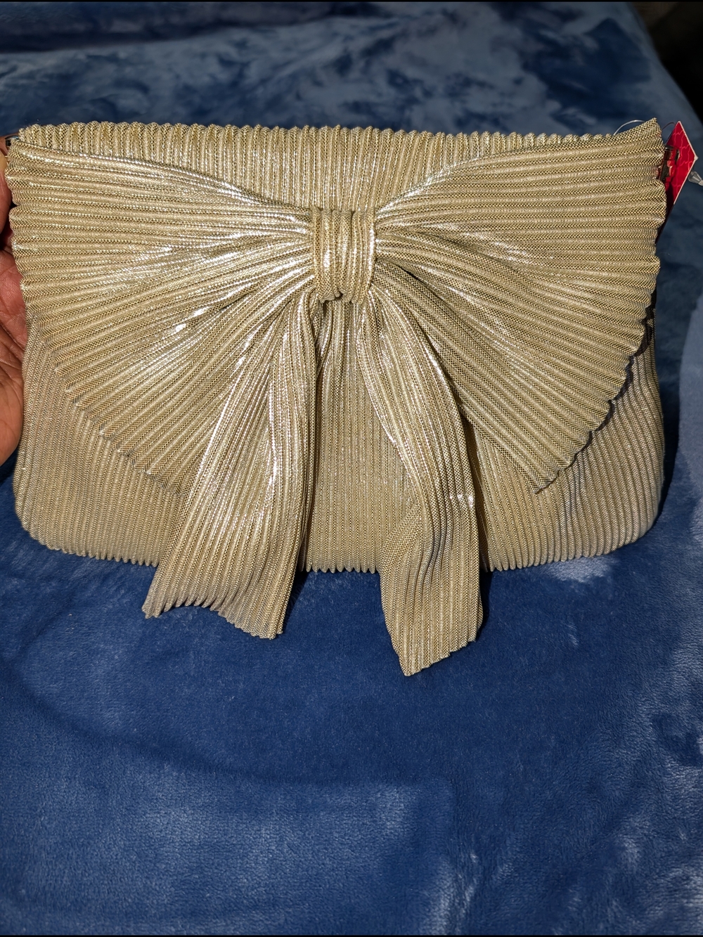 Gold Bow Pleated Clutch Bag - Women Bags.